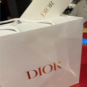 Dior White Bag with Gold Logo